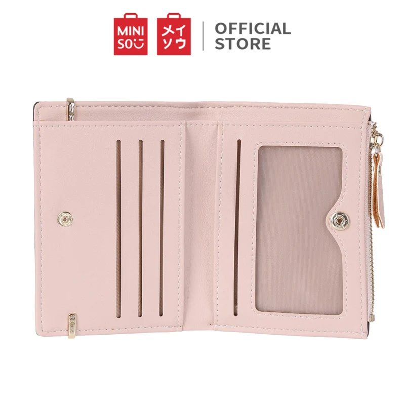 MINISO Dompet Wanita Kecil Lipat Pendek Tas Tempat Kartu Dan Uang Kecil Mini Wallet Organizer Anak Perempuan Cewek Zipper Resleting Kulit PU Sintetis Terbaru Import Lucu Polos Simple Kasual Minimalis Dasar