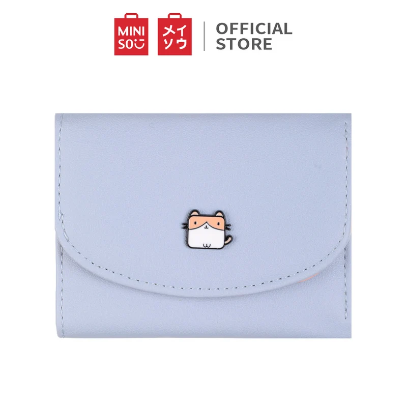 MINISO Dompet Wanita Kecil Lipat Tas Mini Pendek Tempat Kartu Dan Uang Koin Wallet Organizer Anak Perempuan Remaja Cewek Kulit PU Lucu Karakter Kasual
