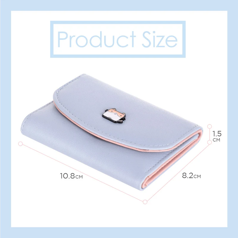 MINISO Dompet Wanita Kecil Lipat Tas Mini Pendek Tempat Kartu Dan Uang Koin Wallet Organizer Anak Perempuan Remaja Cewek Kulit PU Lucu Karakter Kasual
