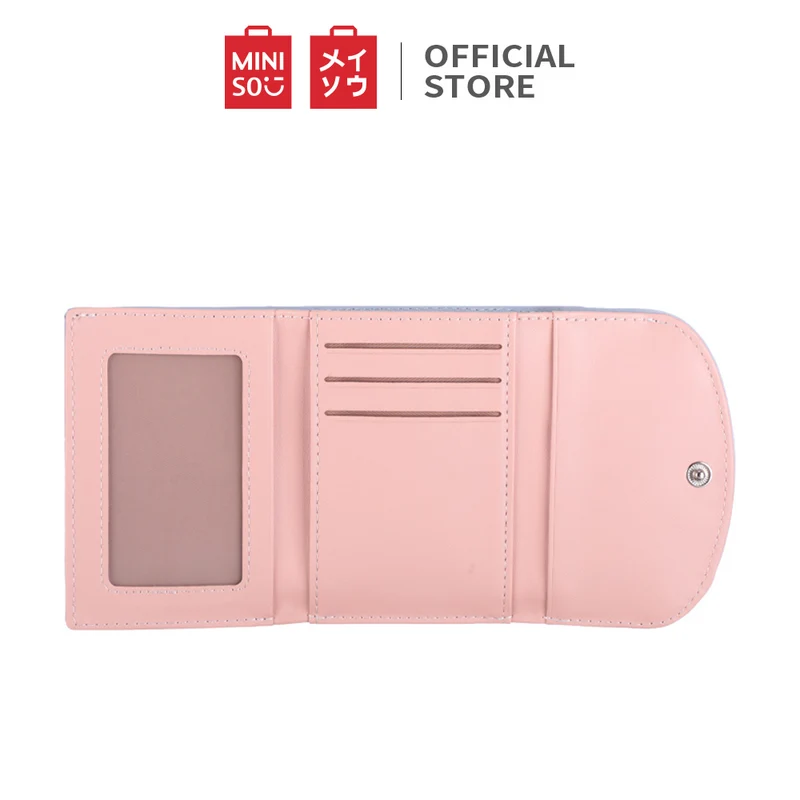 MINISO Dompet Wanita Kecil Lipat Tas Mini Pendek Tempat Kartu Dan Uang Koin Wallet Organizer Anak Perempuan Remaja Cewek Kulit PU Lucu Karakter Kasual