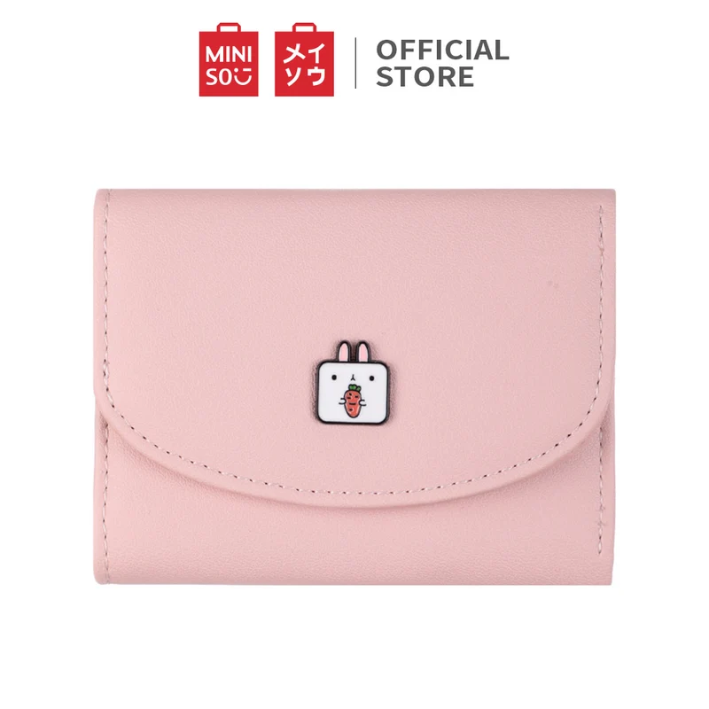 MINISO Dompet Wanita Kecil Lipat Tas Mini Pendek Tempat Kartu Dan Uang Koin Wallet Organizer Anak Perempuan Remaja Cewek Kulit PU Lucu Karakter Kasual