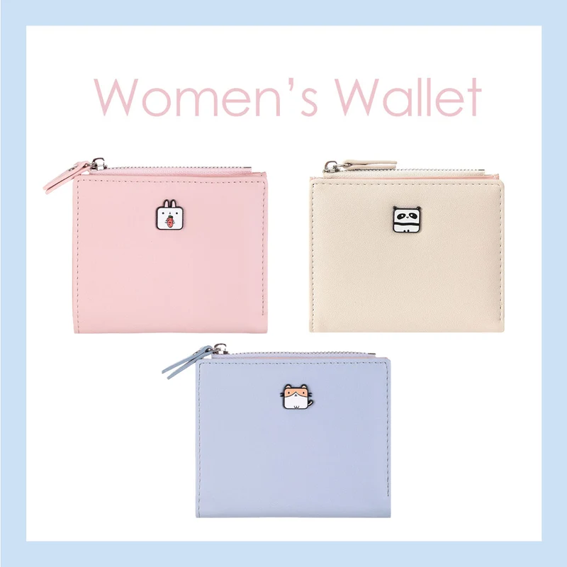 MINISO Dompet Wanita Pendek Zipper Wallet Simple Motif Kecil Lucu