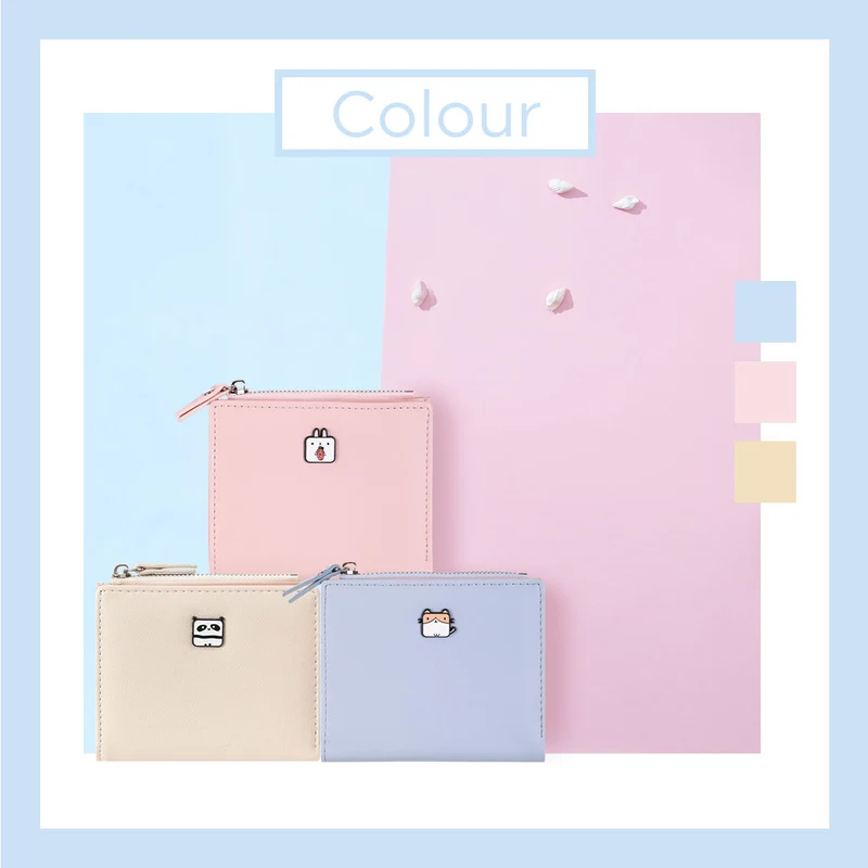 MINISO Dompet Wanita Pendek Zipper Wallet Simple Motif Kecil Lucu