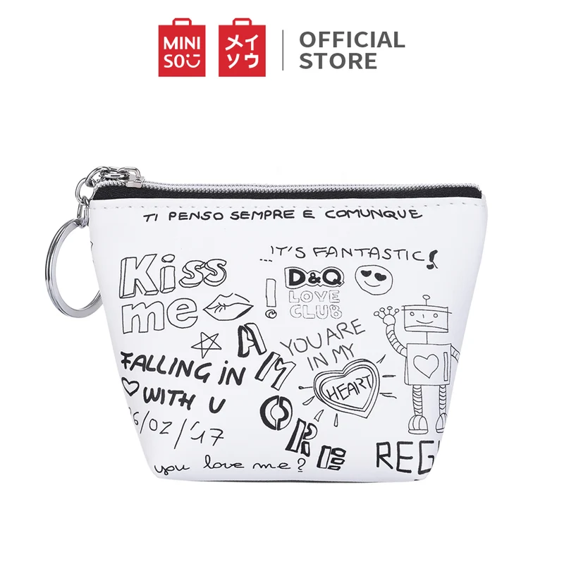 MINISO Dompet Koin Tas Kecil Mini Purse Wallet Simple Huruf Motif Lucu