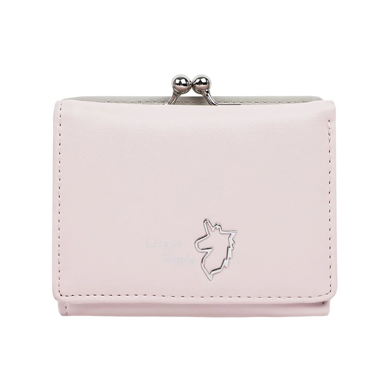 MINISO Dompet Wanita Kecil Lipat Tas Mini Pendek Tempat Kartu Dan Uang Koin Wallet Organizer Anak Perempuan Remaja Cewek Tanpa Zipper Kulit PVC Polyvinyl Terbaru Lucu Karakter Simple Polos Motif Binatang Simple Vintage Elegant