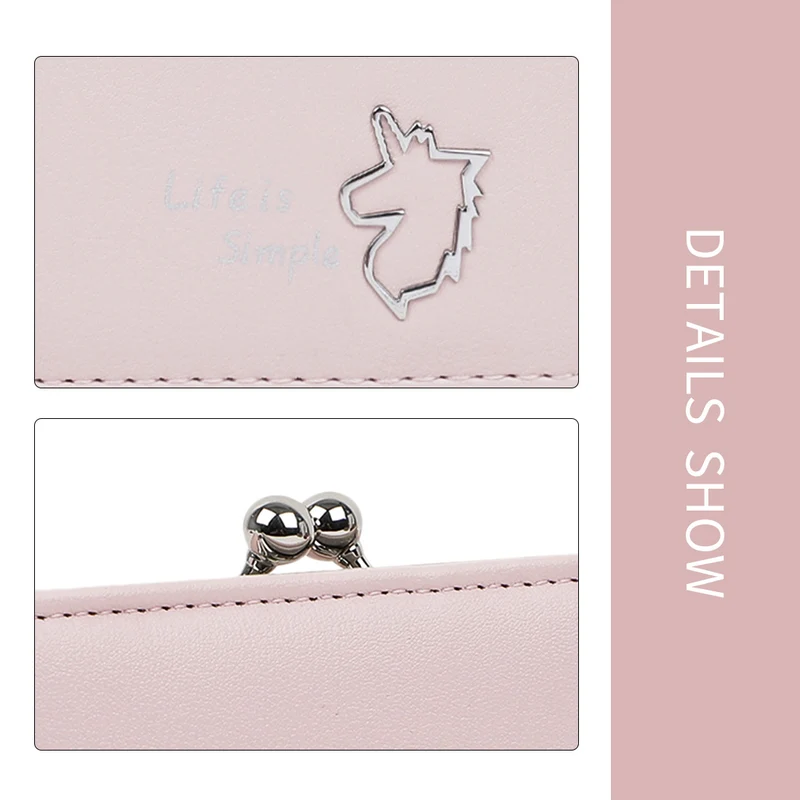 MINISO Dompet Wanita Kecil Lipat Tas Mini Pendek Tempat Kartu Dan Uang Koin Wallet Organizer Anak Perempuan Remaja Cewek Tanpa Zipper Kulit PVC Polyvinyl Terbaru Lucu Karakter Simple Polos Motif Binatang Simple Vintage Elegant