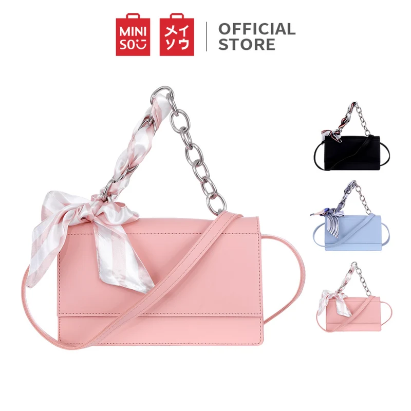 MINISO Tas Selempang Wanita Handbag Rantai Sling Bag Syal Sutra