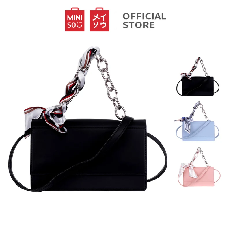 MINISO Tas Selempang Wanita Handbag Rantai Sling Bag Syal Sutra