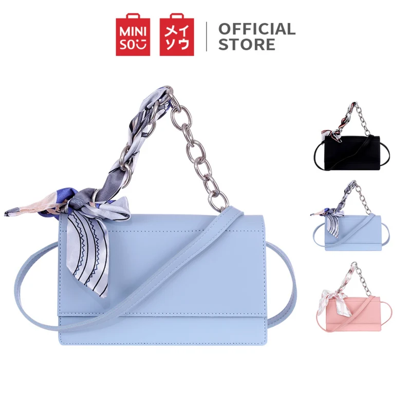 MINISO Tas Selempang Wanita Handbag Rantai Sling Bag Syal Sutra