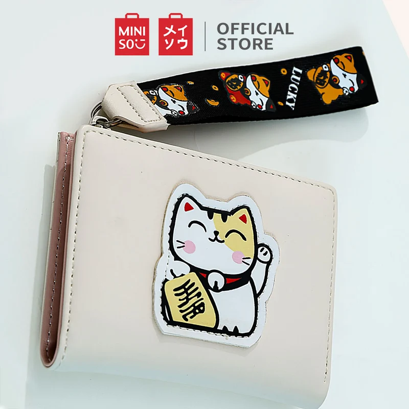 MINISO Dompet Lipat Pendek Two-Fold Kecil Wanita Ritsleting Kucing