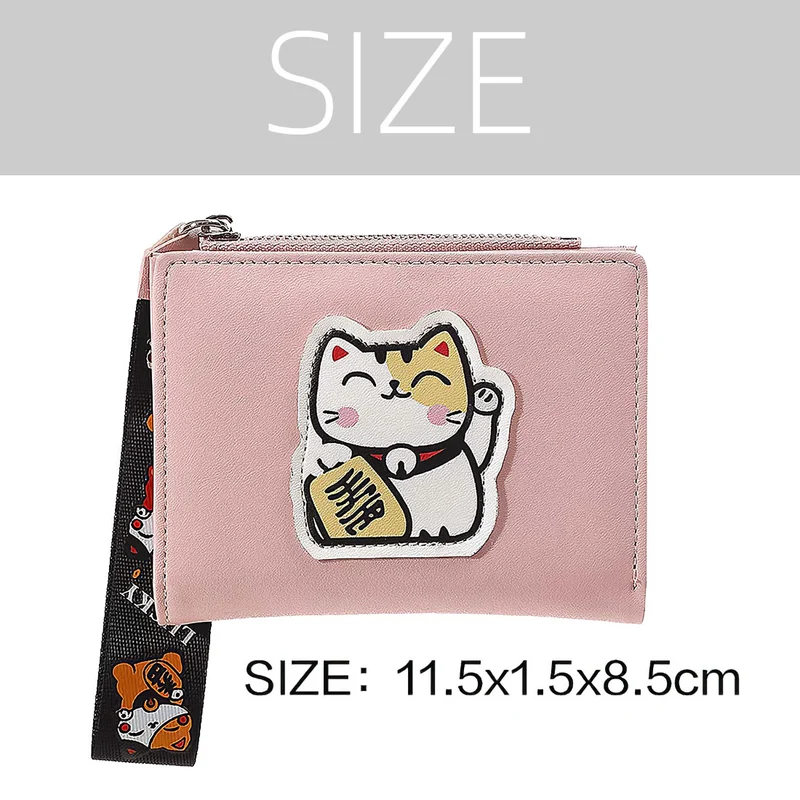 MINISO Dompet Lipat Pendek Two-Fold Kecil Wanita Ritsleting Kucing