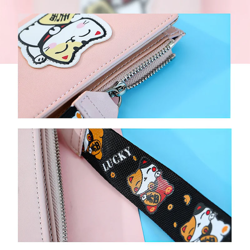 MINISO Dompet Lipat Pendek Two-Fold Kecil Wanita Ritsleting Kucing