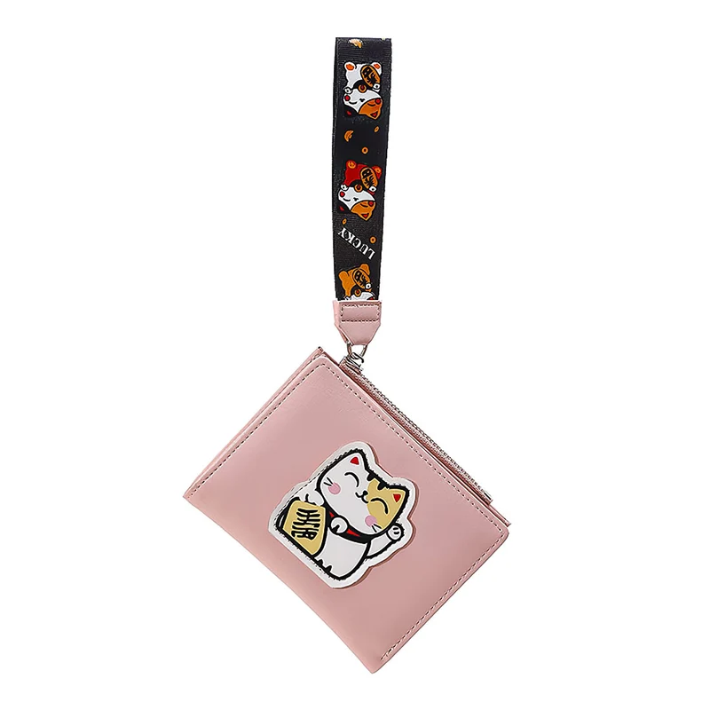 MINISO Dompet Lipat Pendek Two-Fold Kecil Wanita Ritsleting Kucing