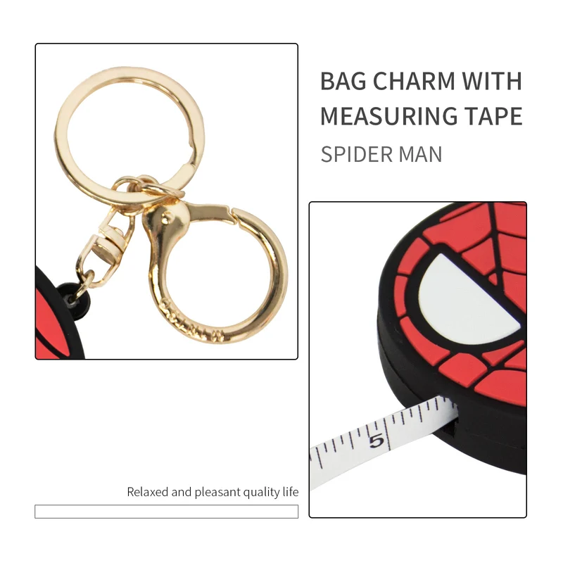 MINISO X MARVEL Pesona Tas dengan Pita Pengukur Dekorasi Tas Liontin Tas
