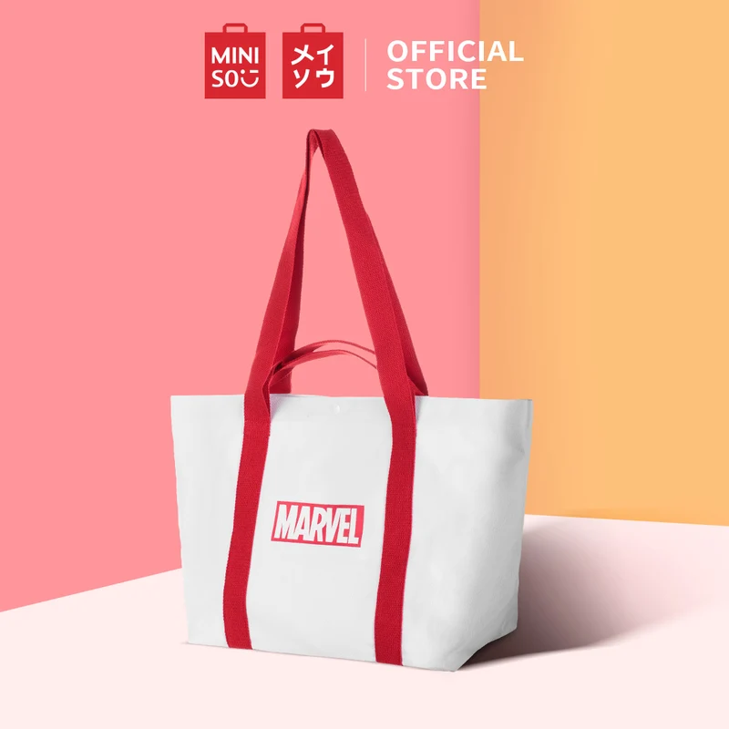 MINISO X MARVEL Tas Bahu Casual Tas Belanja Kanvas Tote Bag