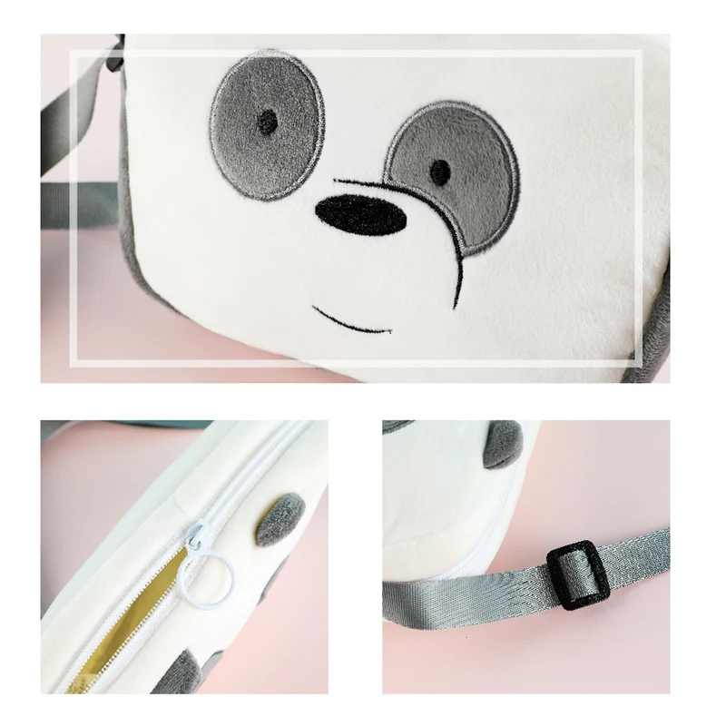 MINISO Tas Selempang We Bare Bears Wanita Sling Bag Crossbody Bag Plush Lembut