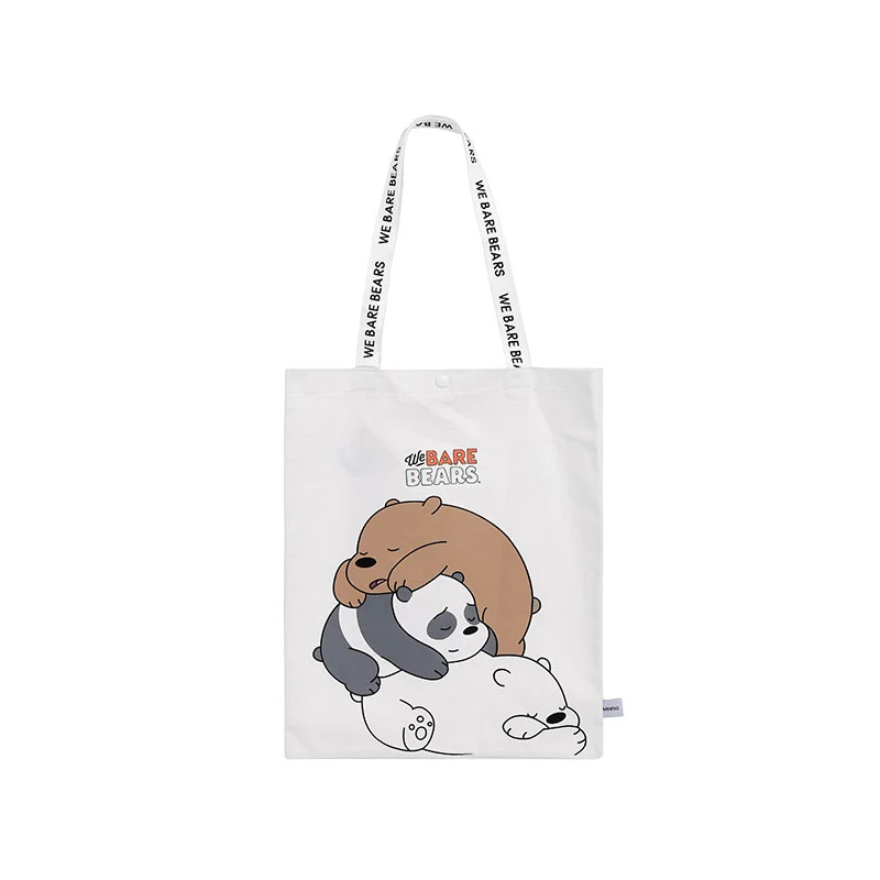 MINISO Tas Totebag Tote Shopping Bag Belanja We Bare Bears Canvas Kain