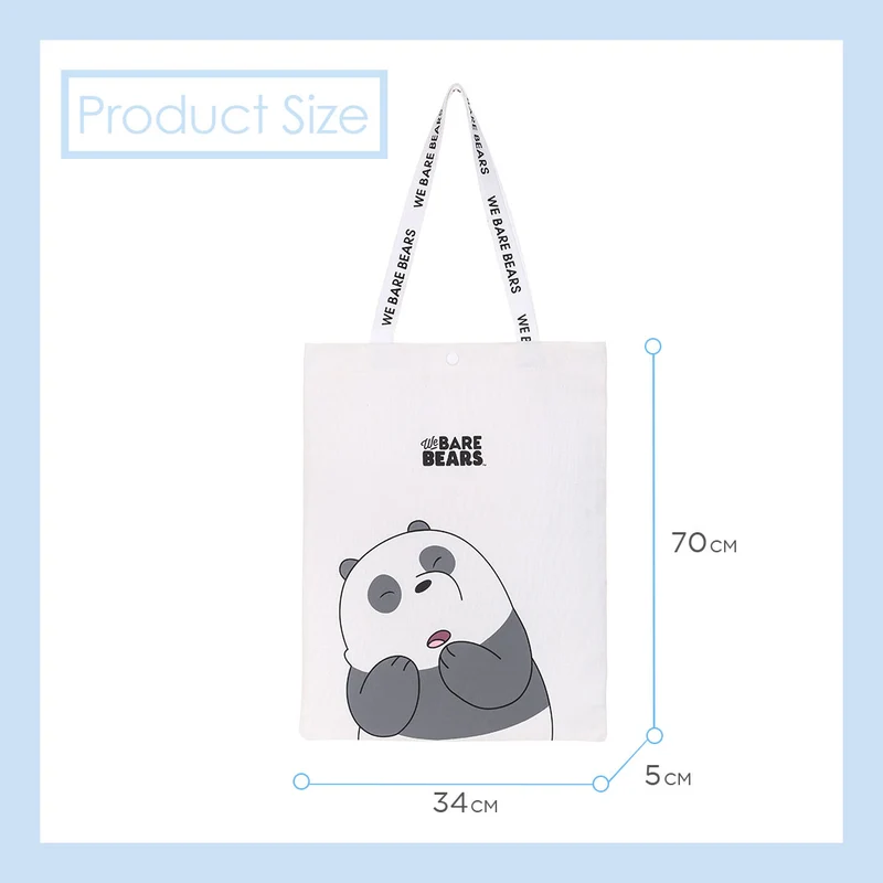 MINISO Tas Totebag Tote Shopping Bag Belanja We Bare Bears Canvas Kain