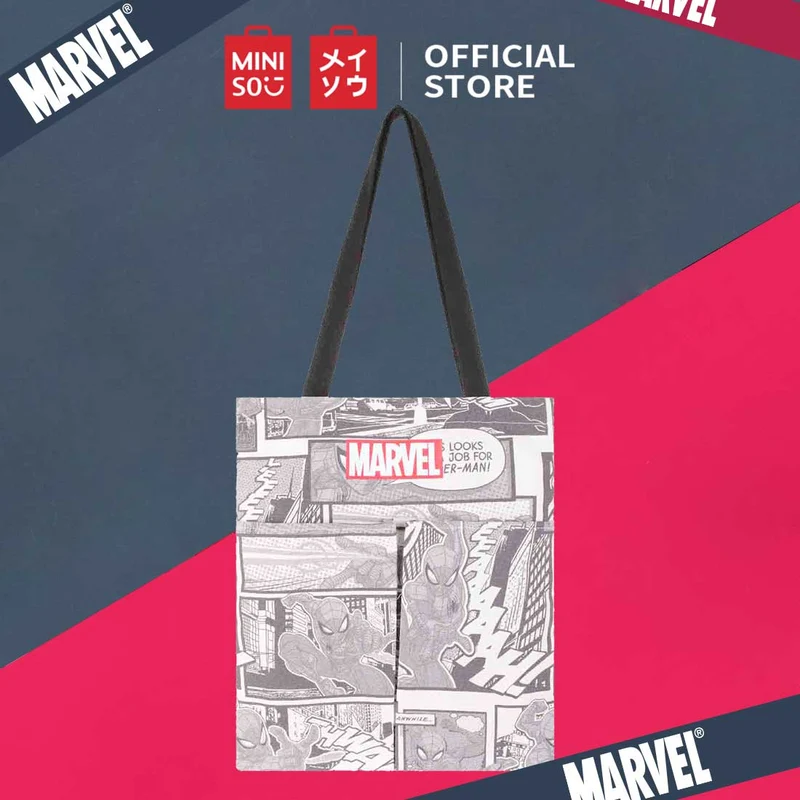 MINISO Marvel Tas Bahu Wanita Totebag 2 Saku Crossbody Shoulder Bag