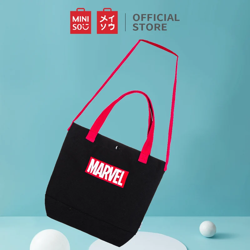 MINISO X Marvel Tas Belanja Bordir Crossbody Bag Tas Selempang Marvel Logo
