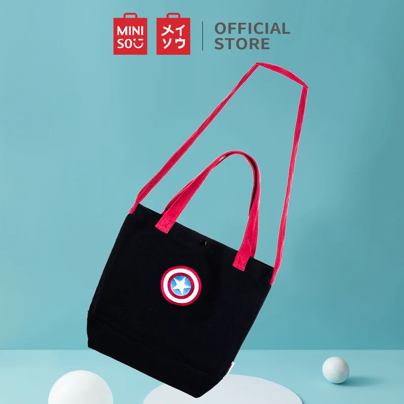 MINISO X Marvel Tas Belanja Bordir Crossbody Bag Tas Selempang Marvel Logo