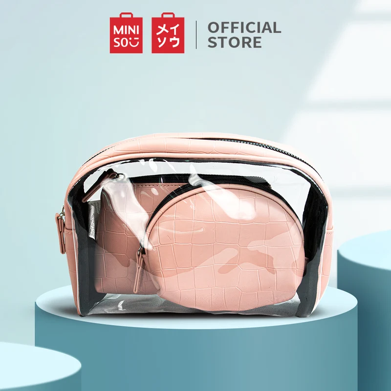 MINISO Set Tas Kosmetik Tempat Make Up Cosmetic Bag Travel 3 Pcs