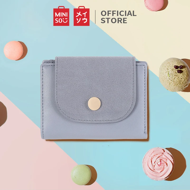 MINISO Dompet Wanita Pendek Kecil Lipat Buram Simple Korea Kasual