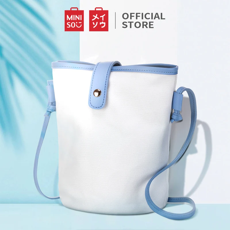 MINISO Tas Selempang Wanita Tas Ember Bucket Bag Sling Bag Canvas
