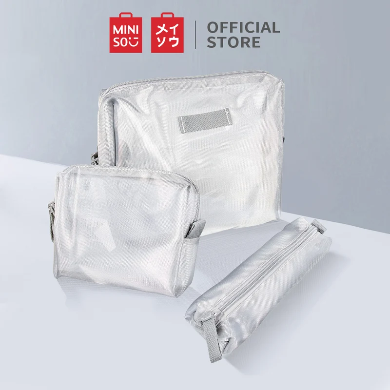 MINISO 3-Piece Storage Bag Tas Kosmetik Set Tas Perlengkapan Mandi Tahan Lama
