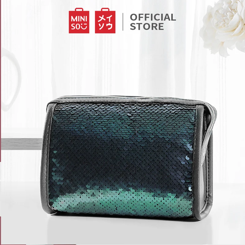 MINISO Tas Kosmetik Tempat Makeup Cosmetic Bag Square Glitter Travel