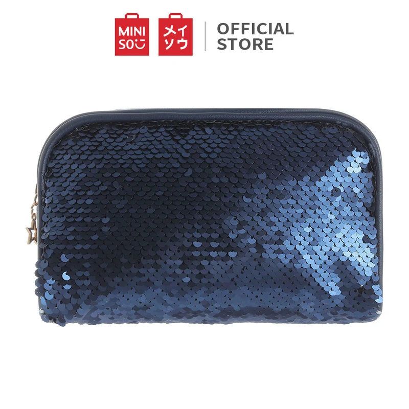 MINISO Tas Kosmetik Wanita Sequin Shell Tas Makeup Untuk Tas Travel Makeup