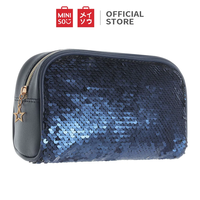 MINISO Tas Kosmetik Wanita Sequin Shell Tas Makeup Untuk Tas Travel Makeup