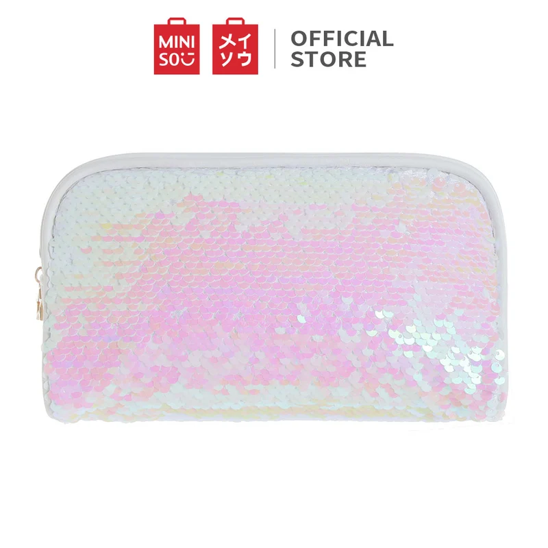 MINISO Tas Kosmetik Wanita Sequin Shell Tas Makeup Untuk Tas Travel Makeup
