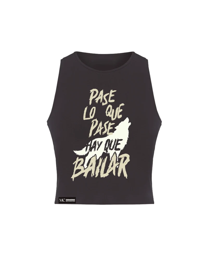 Manuel Carrasco - Crop Top Chica "Lobo" Negra