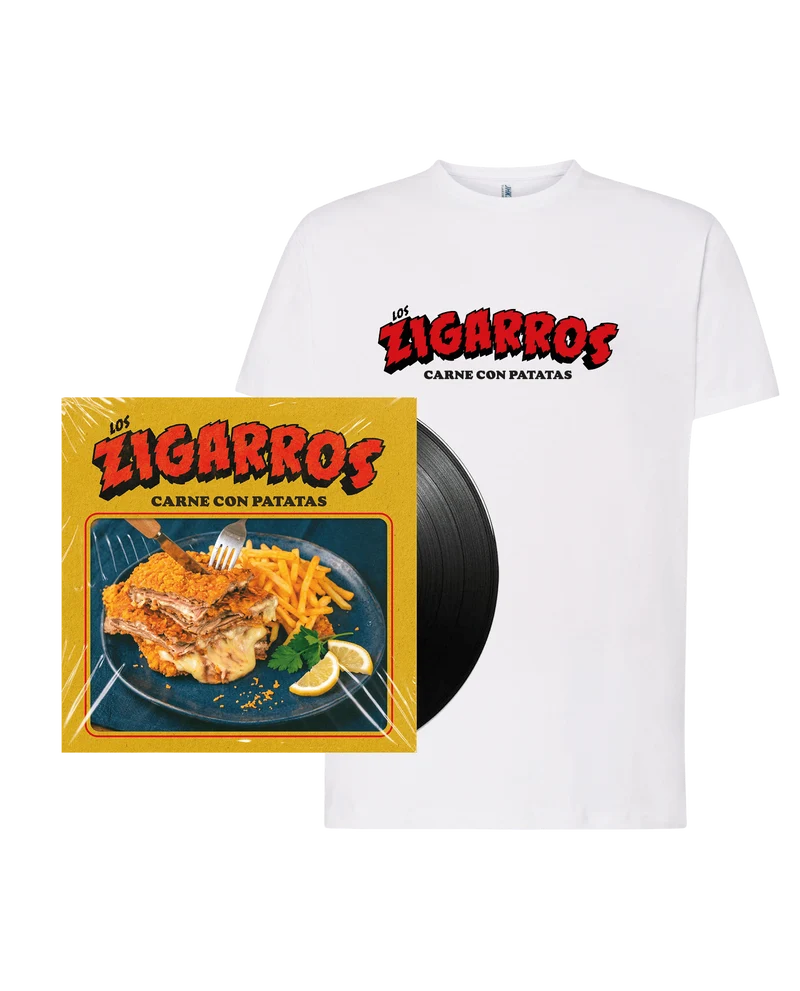 PACK Camiseta + LP Firmado + CD (Encartado) "Carne con Patatas"