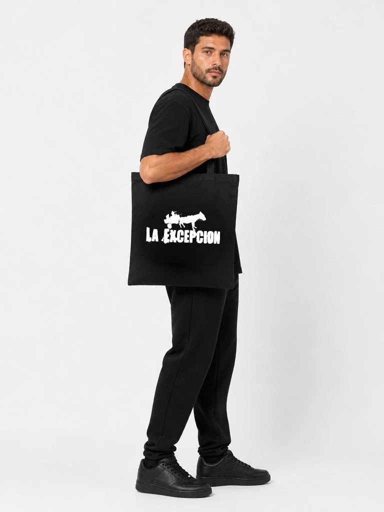 La Excepción - Tote Bag "Logo Blanco" Negra