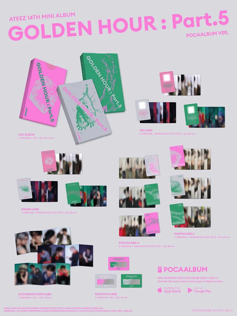 ATEEZ - GOLDEN HOUR : PART.5 (POCA ALBUM VER.) + Makestar Lucky Draw Gift
