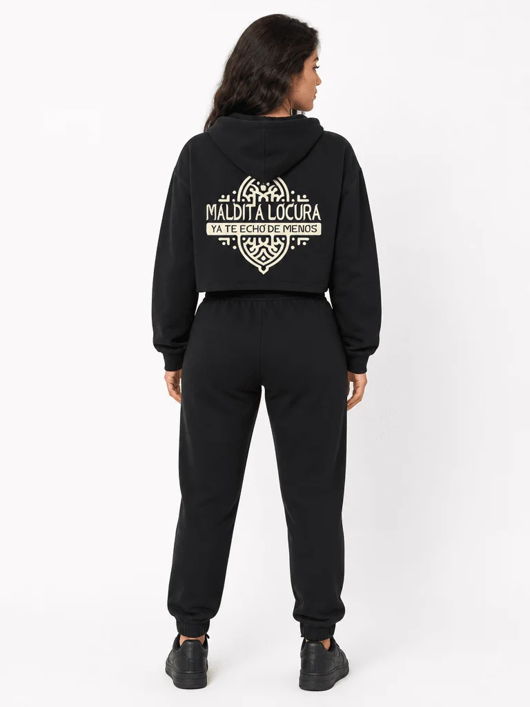 Galván Real - Sudadera Capucha Crop Top "Maldita Locura" Mujer