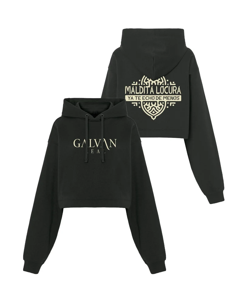 Galván Real - Sudadera Capucha Crop Top "Maldita Locura" Mujer