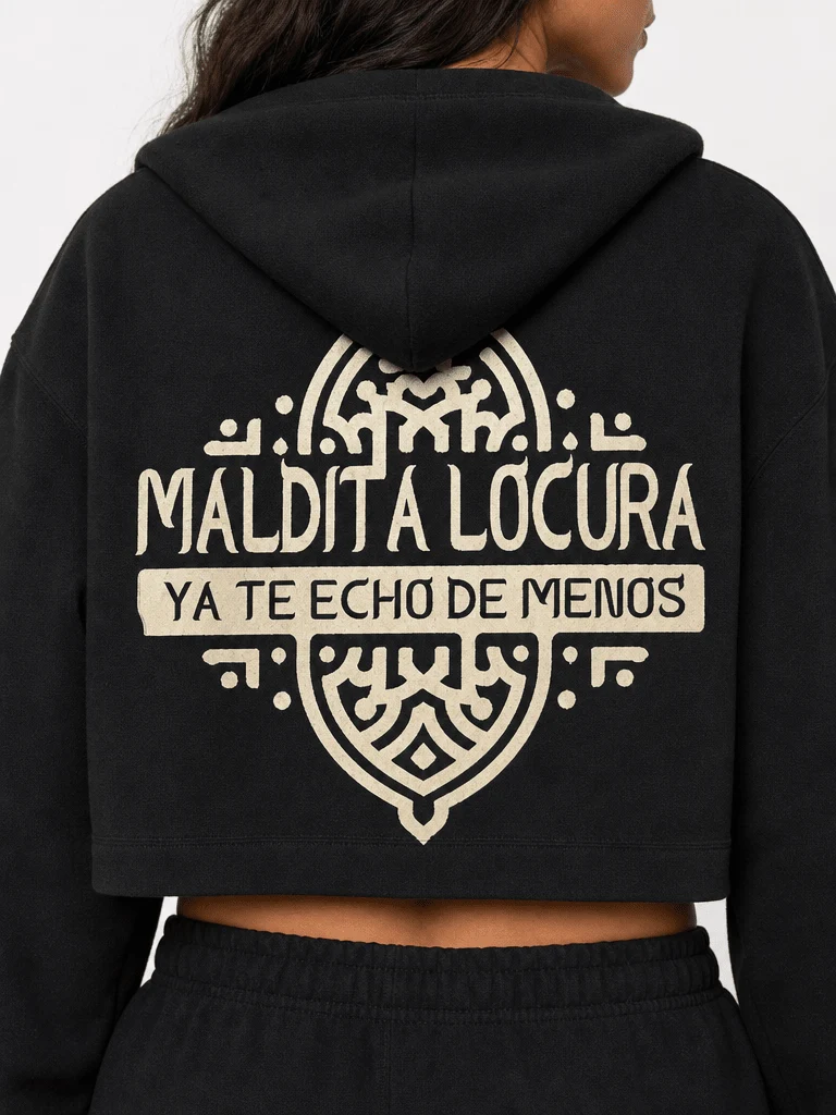 Galván Real - Sudadera Capucha Crop Top "Maldita Locura" Mujer