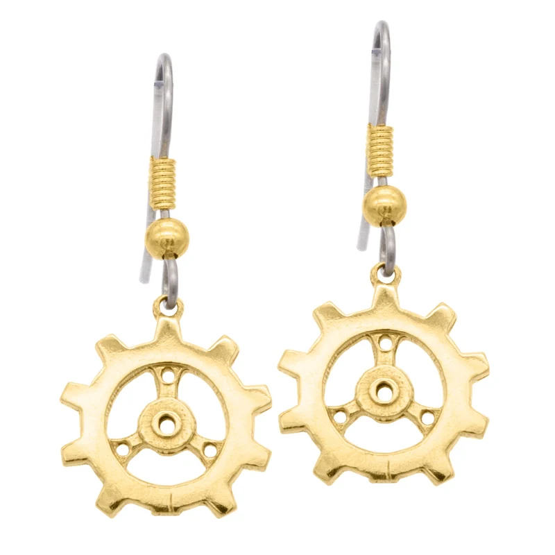 Pendientes de engranaje de bronce de Auri