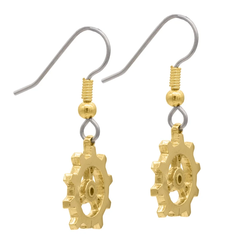 Pendientes de engranaje de bronce de Auri