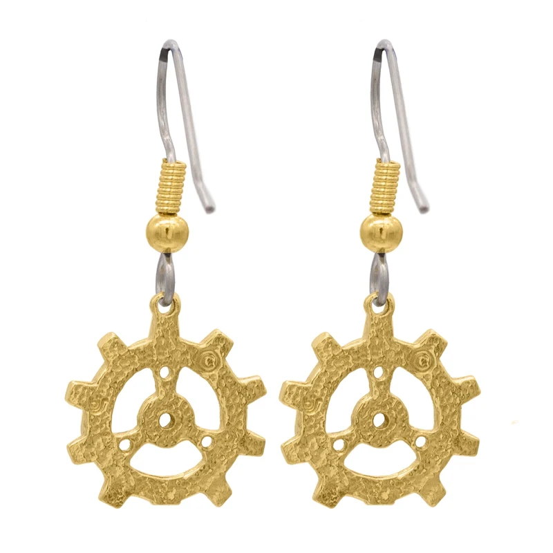 Pendientes de engranaje de bronce de Auri