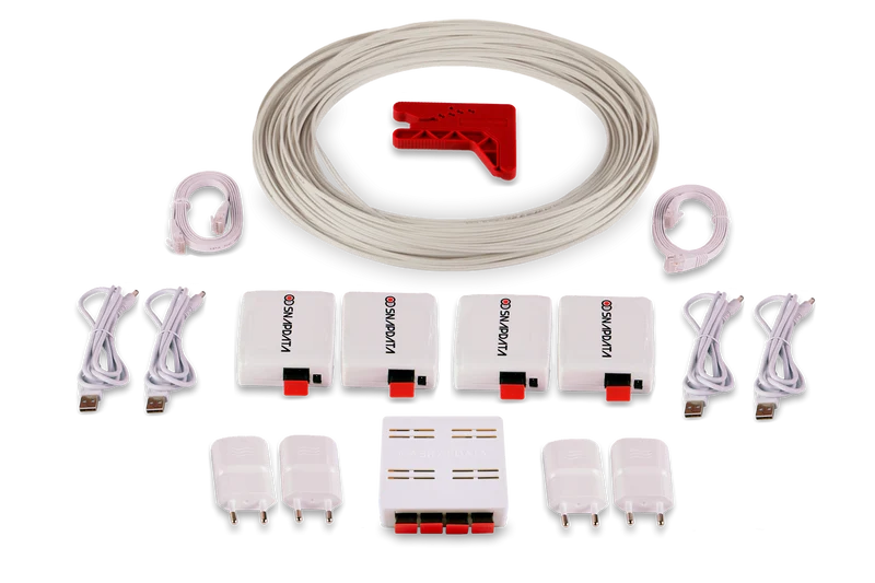 Kit Gold de Fibra Optica Plástica (4 conversores + switch)