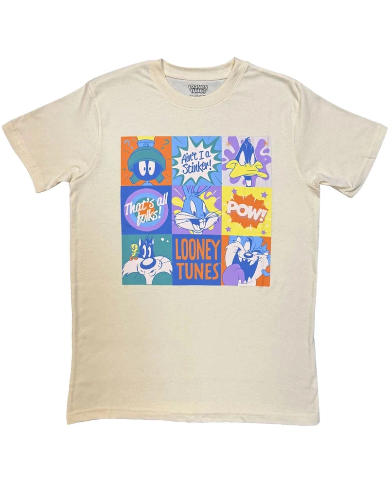 Looney Tunes - Camiseta "That's All Folks! Grid Pastel" Unisex