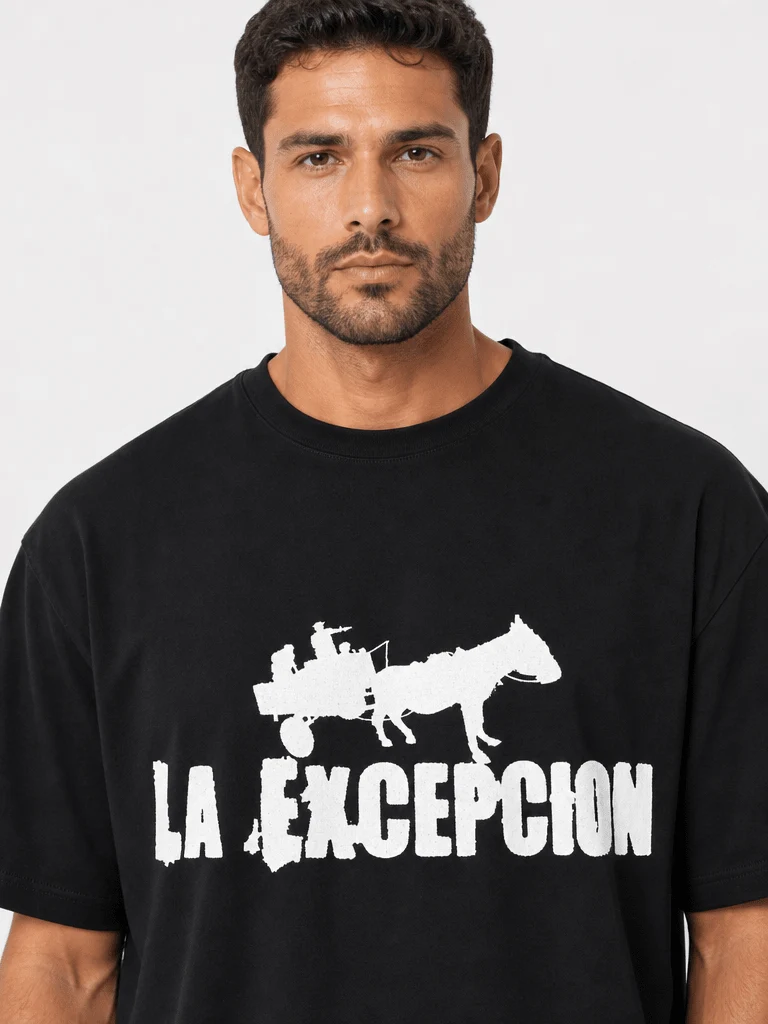 La Excepción - Camiseta Oversize Negra "Logo Blanco" Unisex