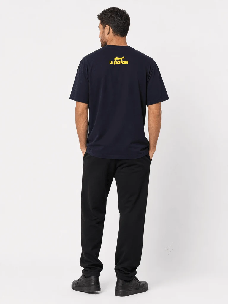 La Excepción - Camiseta Oversize Navy "Logo Amarillo" Unisex
