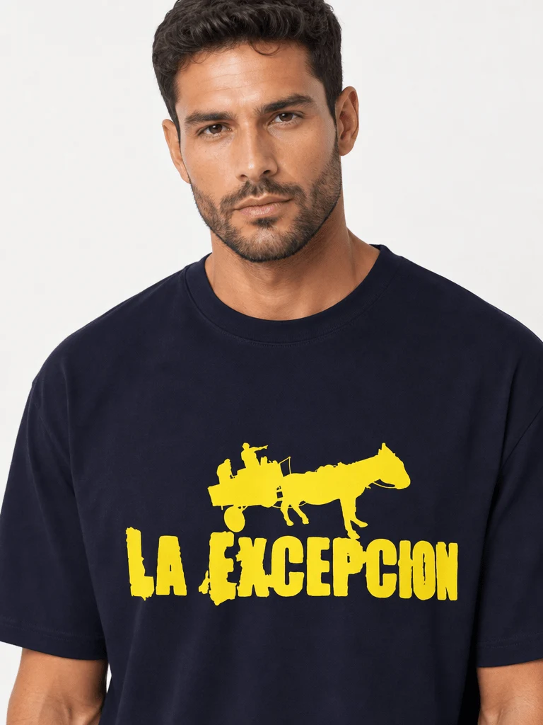 La Excepción - Camiseta Oversize Navy "Logo Amarillo" Unisex