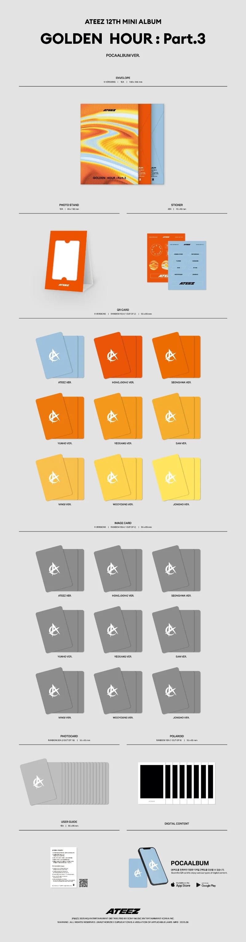 Ateez 12th Mini Album [GOLDEN HOUR : Part.3] (POCAALBUM)