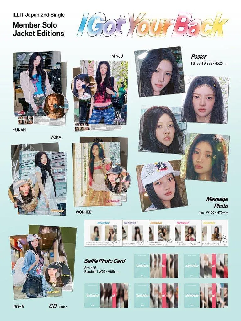 ILLIT - I GOT YOUR BACK (JAPAN 2ND SINGLE) MEMBER SOLO JACKET EDITIONS + Weverse Gift